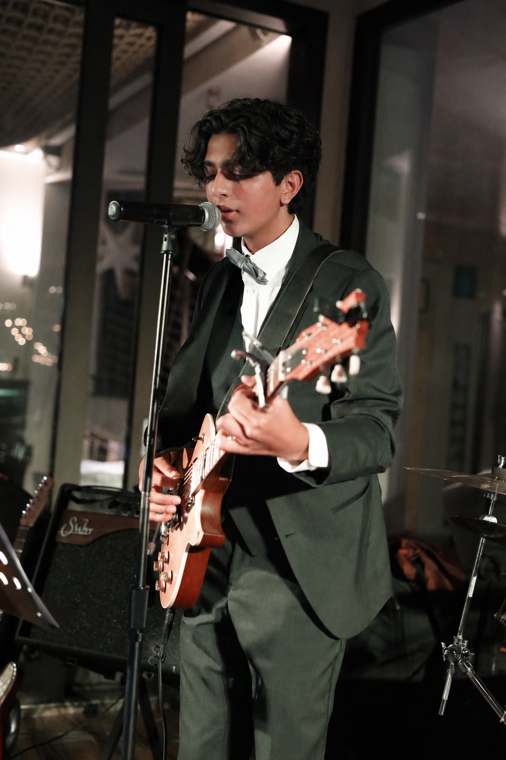 Playing the hand-built guitar live